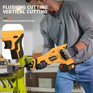 Cordless Electric Reciprocating Saw 4 Blades Wood Metal Cutting Recip Hand Held