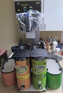 Wilbur Curtis G3 Iced Tea brewing system with dispensers and stands