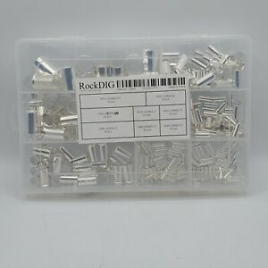 RockDIG 300Pcs 12 10 8 6 4 2 1/0 2/0 Wire Ferrule Tinned Copper Crimp Connector