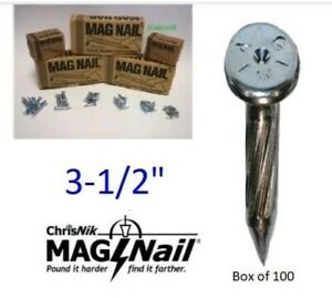 ChrisNik MagNails 243500 Survey Mag Nails, 3-1/2&#034; x 1/4&#034; ~100 per box