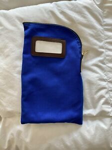 Canvas Bank Bag Money Pouch Security Deposit Utility Zipper Small, Blue