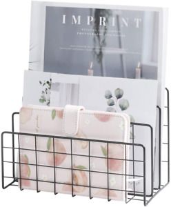 PENGKE Desktop Mail Organizer,3 Slot Modern Magazine Rack Book Record Holder,Met