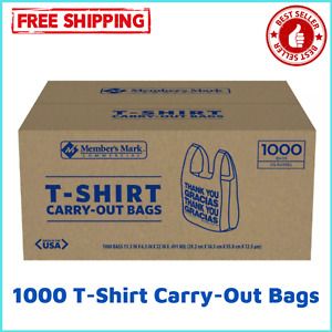 Member&#039;s Mark White T-Shirt Carry Out Thank You Bags Recyclable 1,000 Ct Plastic