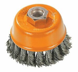 Walter 13F300 Wire Cup Brush Carbon Steel Knot Twisted Brush w/Threaded Hole