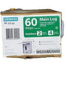 Siemens EQ 60 amps 120/240 volt 2 space 4 circuits Surface Main Lug Load Center