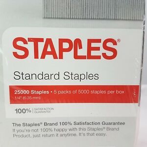 Standard Staples, 1/4&#034; Length, 5,000 Per Box, 5 boxes, 25000 total T3