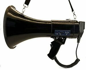 Portable Megaphone Bullhorn w Siren &amp; 3.5mm Aux Input- 50 Watt Adjustable