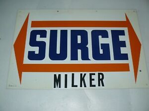 surge milker metal sign 24  x12 new old stock 1960&#039;s