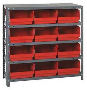 QUANTUM STORAGE SYSTEMS 1239-209RD 36 in W, 12 No. of Bins, Red