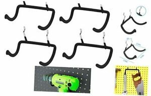 4 Pieces Pegboard Drill Holder, Heavy Duty Hooks Organization Accessory