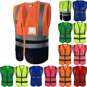Hi Vis Safety Vest Tops High Visibility Security Waistcoat Work Jacket Waistcoat
