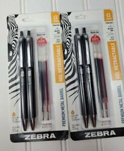 2 packs Zebra Pen G-350 Retractable Gel Pen w/ 2 Bonus Refills, Med Point, 0.7mm