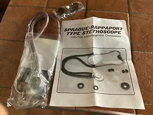 Vintage Sprague Rappaport Professional Stethoscope With 5 Interchangeable Heads
