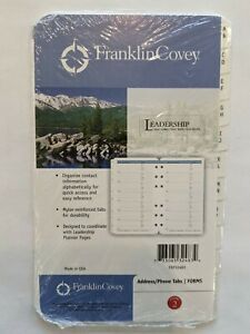 NEW Franklin Covey Leadership-Pocket Size Address/Phone Tabs Refill 3.5&#034;x6&#034;