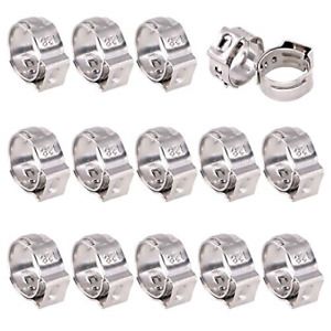 Swpeet 35Pcs 12.8-15.3mm 304 Stainless Steel Single Ear Hose Clamps, Crimp Hose