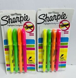Sharpie Pocket Highlighters Smear-guard Ink Slim Shape Assorted Colors Lot of 2