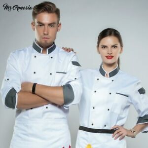Home cooking Chef Jacket Long Adjustable Sleeve  Unisex Cook Coat Kitchen Wear
