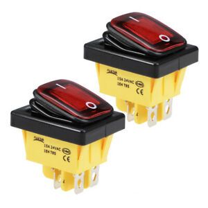 Boat Rocker Switch Red LED Waterproof Toggle Switch ON/OFF AC/DC 24V/15A, 2pcs