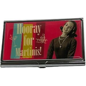 Ephemera Retro Business Card Holder Case Hooray For Martinis! Stainless New