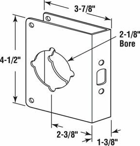 Prime-Line U 9555 Solid Brass-Plated Entry Door Reinforcer 3.875 L x 4.5 H in.