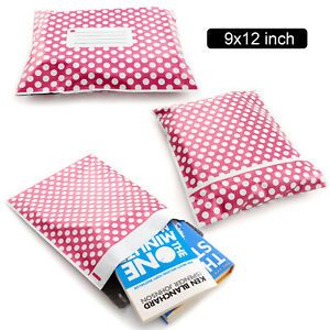 110x Post Postal Plastic Mailing Bags Self Seal Poly Mailer Red Polka Dots 9x12&#034;