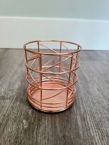 Rose Gold Metal Pen Holder - 4 Inches Tall