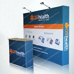 10ft Custom Fabric Pop Up Stand Backdrop Wall Trade Show Display Booth Events