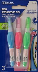 White-Out Mini-Correction Pens w Pocket Clips 3 mL/Pen 3 Pens/Pk