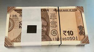 Mint Grade INDIA Rs 10 Rupees 100 Bills 2018 Uncirculated Number In Sequence