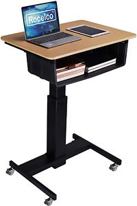 Rocelco 28&#034; Height Adjustable Mobile School Standing Desk with Book Box Bundle-