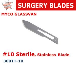 Dental Surgical Blades Myco GLASSVAN #10 Sterile, Stainless Blade, 3001T-10