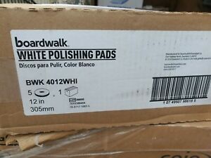 Boardwalk 12-Inch  Polishing Floor Pads, White, 5/carton&#034; BWK 4012WH 305MM
