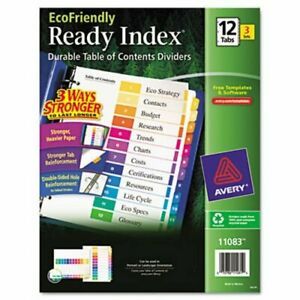 Avery Index Table of Contents Divider, Multicolor 1-12, Letter, 3/PK (AVE11083)