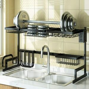 Drying Rack, Adjustable Large Dish Drainer for Kitchen Storage Counter Organizat