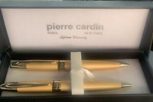 Pierre Cardin Pen &amp; Pencil - Gold &amp; Chrome Set - Paris, New York New In Box