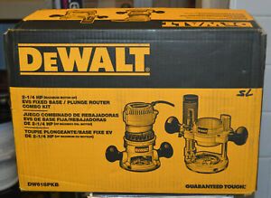 DEWALT DW618PKB 2-1/4 HP EVS Fixed Base / Plunge Router Combo Kit w/ Soft Start