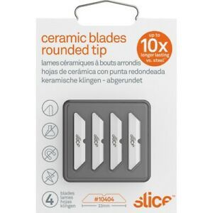 Slice Ceramic Rounded Tip Replacement Blades, Dual-Sided, 4 Blades (SLI10404)