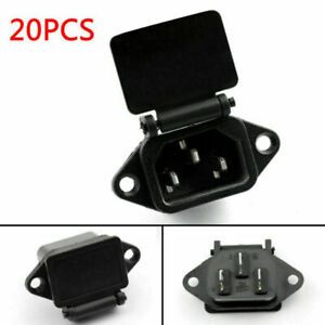 20xIEC320 C14 3 Pin Screw Mount Male Power Socket Cover 250V For Boat AC-04C F05