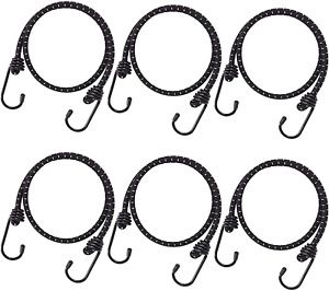 12 Inch Bungee Cords with Hooks, 6 Pack Heavy Duty Elastic Straps for Luggage Ra