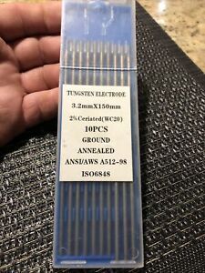 10-pk TIG Welding Tungsten Electrode 2% Ceriated (Gray, WC20) .1/8x7&#034;