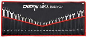 Combination Wrench Set with Tool Roll,24-Piece,Disen 12 point Combination 7-18mm