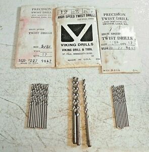Precision Twist &amp; Viking Drill Bits 1/16&#034;, 5/64&#034; &amp; #25 HSS