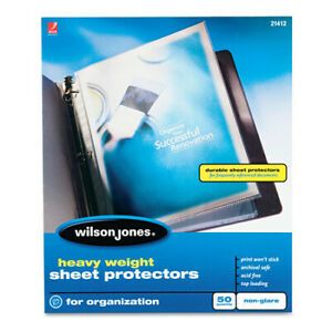 WILSON JONES W21412 Heavyweight Top-Loading Sheet Protector, Nonglare Finish,