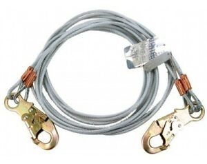 Lewis -strand Flexible Metal Safety Tail Rope with Snap Hook Ends, new