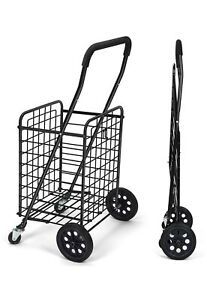 Pipishell Shopping Cart with Dual Swivel Wheels for Groceries - Compact Foldi...