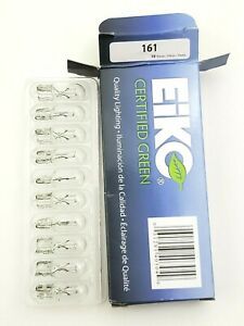 Box of 10 Eiko 161 Miniature Lamps 14 Volt 0.19 Amps Miniature Wedge Base