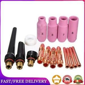 16pcs TIG Welding Machine Torch Stubby Gas Lens Kit Cup Collet Body Nozzle