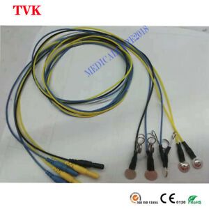 Pure Silver EEG Electrode Cable, Ear-Clip(3p) &amp; Cup(2p), DIN1.5 Socket, 5pcs/set