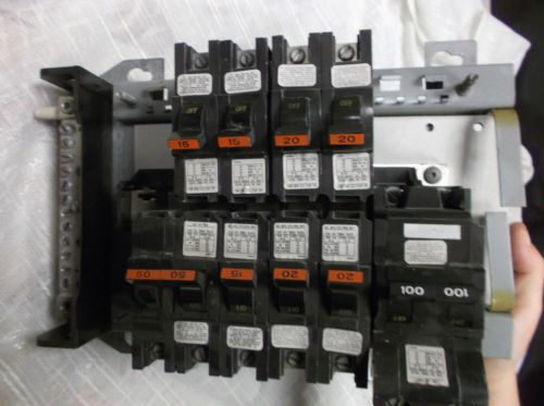 100 amp FPE circuit breaker panel guts with breakers