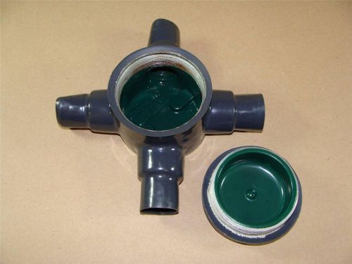 NEW ROBROY PERMA COTE GREEN PMGUAX100 1&#034; PVC COATED GUAX CROSS CONDUIT FITTING